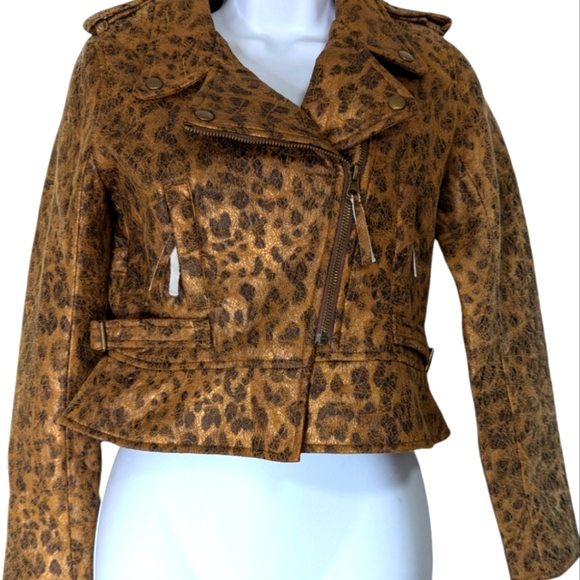 NEW.... Elisa B.. Big Girl Leopard Moto Jacket....Size 16 - Picture 1 of 10